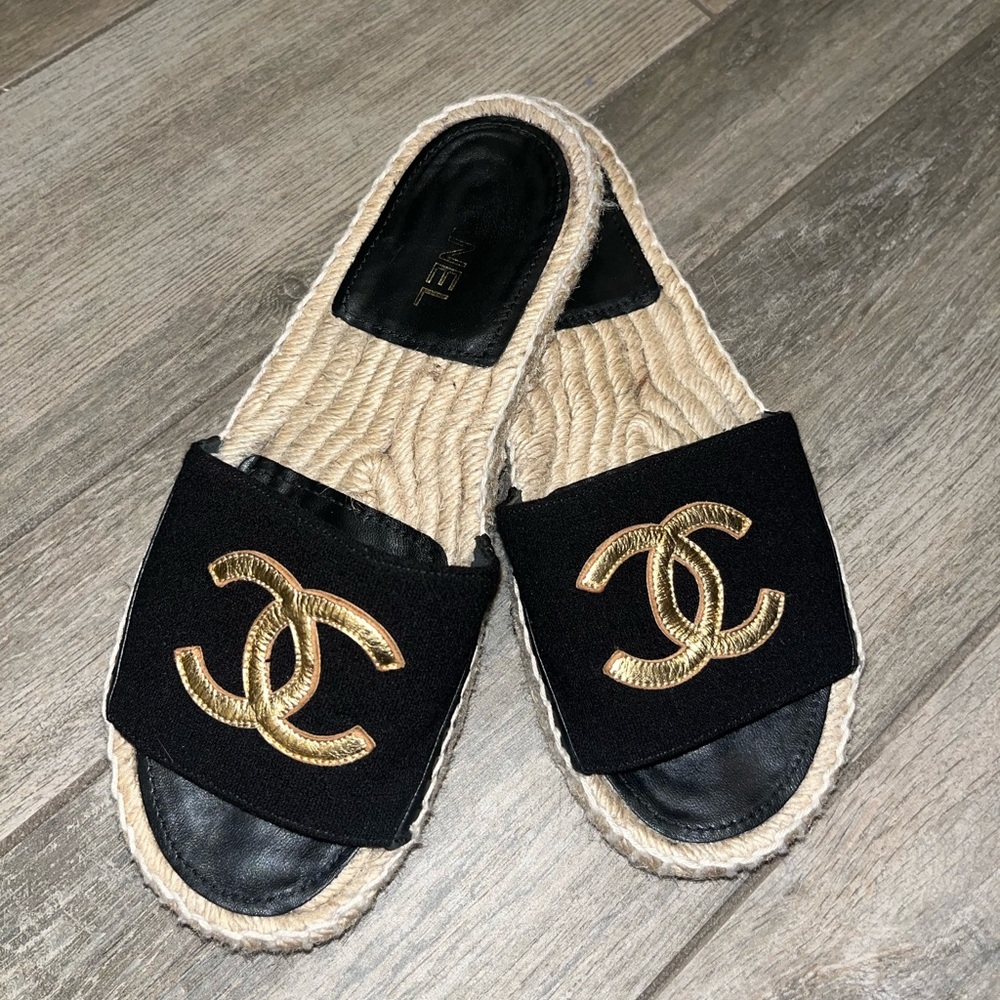 Chanel black wool sandals size 38 (EU)